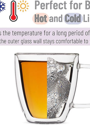 BTaT Double Wall Glass Coffee Mugs, 16 oz, Set of 6, Insulated Latte Mugs, Clear