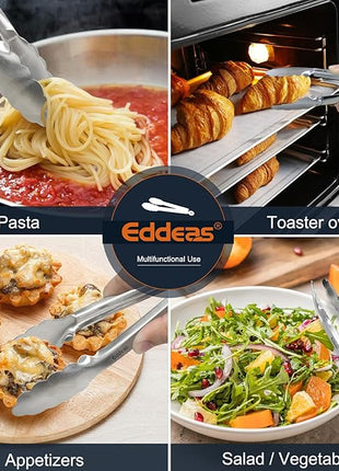 2 Pcs 7 Inch Small Tongs, Heavy Duty Stainless Steel Kitchen Tongs, For Cooking, Food, Buffet, Salad, Fruits, Bread, Dishwasher Safe