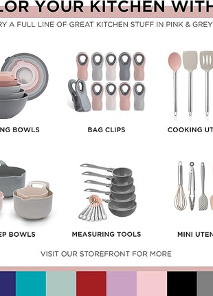 COOK WITH COLOR Nesting Bowls with Measuring Cups Colander and Sifter Set - Includes Mixing Bowls, Colander, Sifter and Measuring Cups, Pink, 8 Pc Bowl