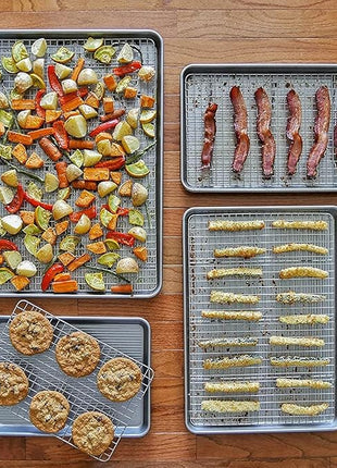 USA Pan Jelly Roll Baking Pan and Bakeable Cooling Rack, Nonstick Commercial Quality