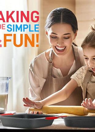 NutriChef Baking Set - 8 Piece Bakeware with Nonstick Carbon Steel for Easy Release and Cleanup, Durable and Versatile Design, Includes Cookie Sheet, Loaf Pan, Muffin Tin & More