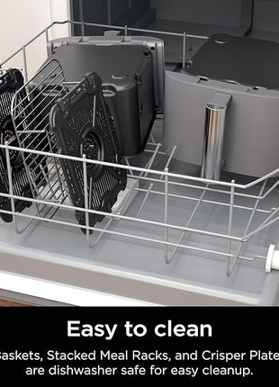 Ninja Air Fryer, 10QT DoubleStack XL 2-Basket, Compact Design, Cooks 5lb Whole Chicken, Feeds Up to 8 People, 6-in-1 Air Fryer, Roast, Bake & More, Easy to Clean, Dishwasher Safe Parts, Grey, SL401