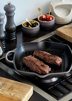 Le Creuset Enameled Cast Iron Signature Square Skillet Grill, 10.25", Oyster