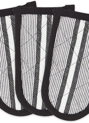 DII Double Strip Chef Kitchen Cooking & Baking Collection, Pan Handle Set, 6x3, Black, 3 Piece