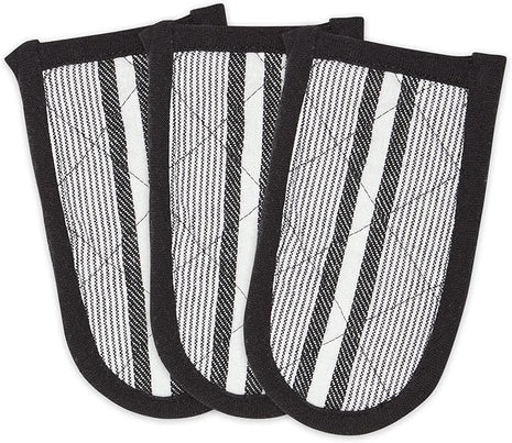 DII Double Strip Chef Kitchen Cooking & Baking Collection, Pan Handle Set, 6x3, Black, 3 Piece