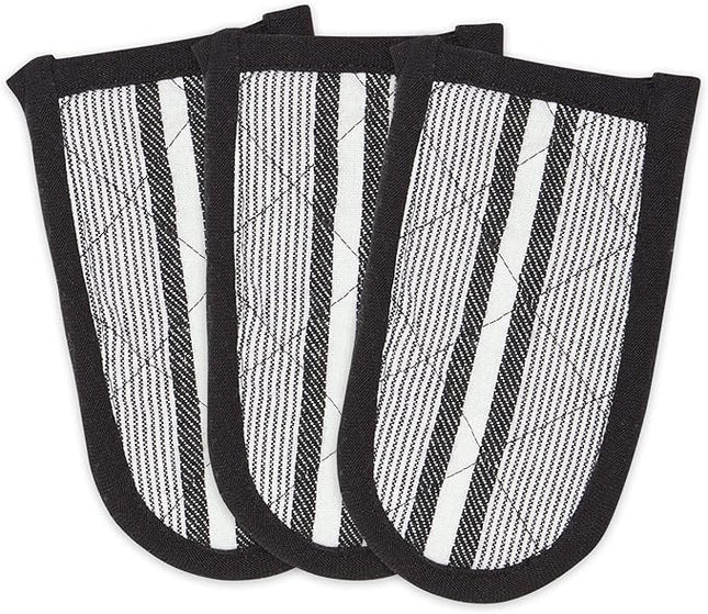 DII Double Strip Chef Kitchen Cooking & Baking Collection, Pan Handle Set, 6x3, Black, 3 Piece