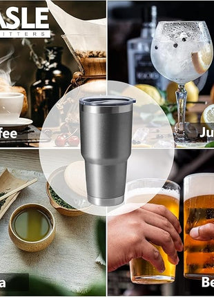 HASLE OUTFITTERS 30oz Stainless Steel Tumbler, Double Wall Vacuum Insulated Travel Mug Tumbler, Durable Insulated Coffee Mug, Gift Box Set (Grey, 12)