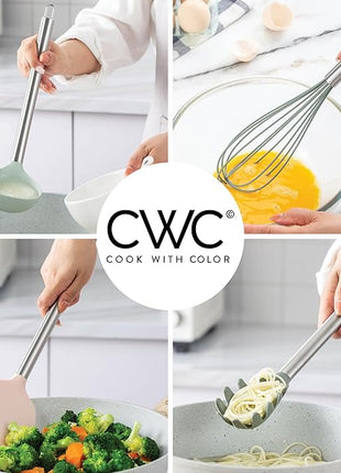COOK WITH COLOR Silicone Cooking Utensils, Kitchen Utensil Set, Easy to Clean Silicone Kitchen Utensils, Cooking Utensils for Nonstick Cookware, Kitchen Gadgets Set, 38 Piece, Mint