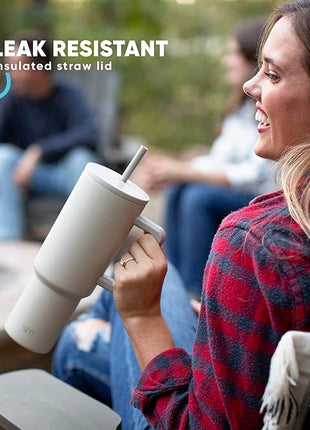 Simple Modern 40 oz Trek Tumbler with Handle and Straw Lid | Cup Holder Friendly Insulated Stainless Steel Travel Mug | Graphite (Pack of 12)