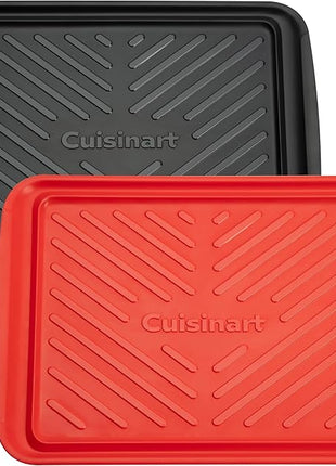 Cuisinart Grilling Prep & Serve Trays, 17x10.5 inch BBQ Tray Safe for Food Handling, 2 Dishwasher Safe Nesting Trays Black & Red, Perfect Grilling Accessories for Cooked & Raw Meat, Fits 6 Burgers