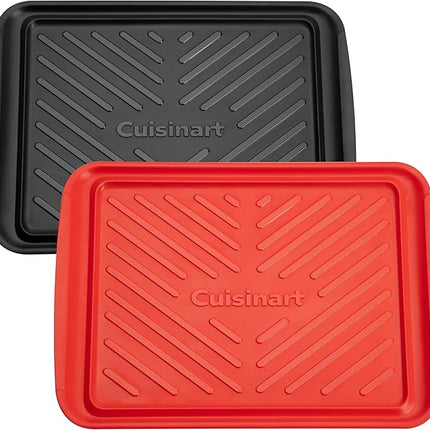 Cuisinart Grilling Prep & Serve Trays, 17x10.5 inch BBQ Tray Safe for Food Handling, 2 Dishwasher Safe Nesting Trays Black & Red, Perfect Grilling Accessories for Cooked & Raw Meat, Fits 6 Burgers