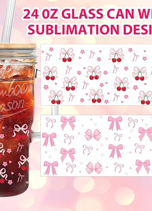 ANOTION Glass Cups with Lids and Straws - 24oz Tumbler with Handle Coffee Cups Glass Straws Glasses Mason Jar Cups Drinking Set Kitchen Essentials Coffee Bar Accessories House Warming Gifts New Home