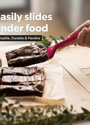 New DI ORO Seamless Series Moda 4-Piece Silicone Turner Spatula Set - 600°F Heat-Resistant Flexible Kitchen Spatulas for Nonstick Cookware - Flippers for Eggs & Pancakes - Utensils for Cooking (Red)