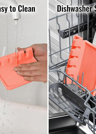 Zulay Kitchen Silicone Utensil Rest with Drip Pad for Multiple Utensils - BPA-Free, Heat-Resistant Spoon Rest & Spoon Holder for Stove Top - Kitchen Utensil Holder for Ladles & Tongs - Peach Bud