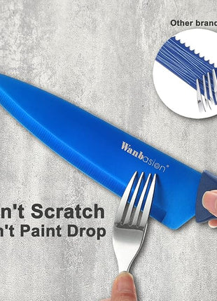 Wanbasion 7 Piece Blue Kitchen Knife Set with Magnetic Strip, Kitchen Knife Set Stainless Steel, Sharp Knife Set for Kitchen for Meat Vegetable Cutting