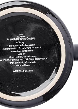 Silver Buffalo Disney Tim Burton's Nightmare Before Christmas Jack and Zero Tapered Pottery Mug, 14 Ounces