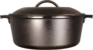Lodge Cast Iron Dutch Oven with Handle Holders, 5 quart, Black/Red