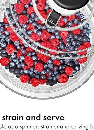 OXO Good Grips Salad Spinner | Lettuce Spinner | Fruit Washer | Fruit Washing Bowl with Strainer | Vegetable Cleaner | Salad Cleaner | Lettuce Washer | 6.22 Quart Capacity