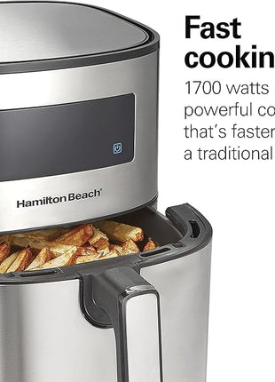 Hamilton Beach 5.8 Quart Digital Air Fryer Oven with 8 Presets, Easy to Clean Nonstick Basket, Black (35075)