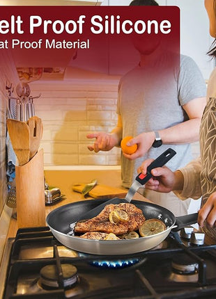 Silicone Pancake Spatula Turner Set of 2, 600°F Heat Resistant Cooking Spatulas for Nonstick Cookware, Large Kitchen Utensils BPA Free Rubber Spatula Set for Egg, Pancake, Fish, Burger