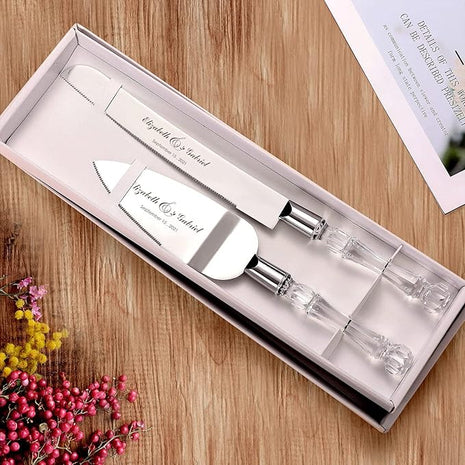 AW BRIDAL Personalized Wedding Cake Cutters - Cake Knife 13.2 Inch, Cake Server 10.8 inch Wedding Anniversary Bridal Shower Gifts for Couples//DK001CPP126//