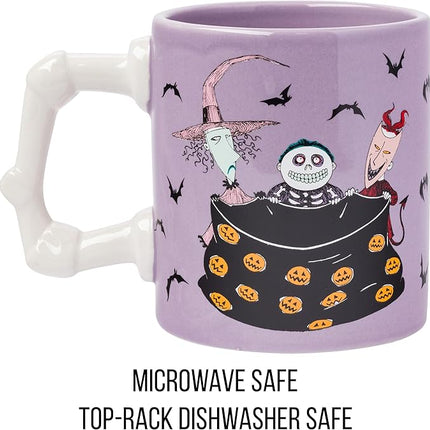 Silver Buffalo Disney Nightmare Before Christmas Featuring Lock, Shock, and Barrel Tub 3D Sculpted Handle Ceramic Mug, 20 Ounces