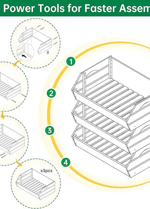 HABAU Wood Potato Onion Storage Bins - Wooden Stackable Produce Basket - Fruit Vegetable Storage for Kitchen Pantry Organization, Set 3 Pieces