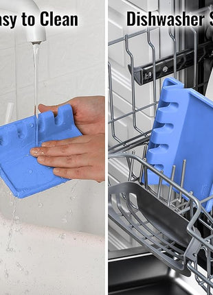 Zulay Kitchen Silicone Utensil Rest with Drip Pad for Multiple Utensils - BPA-Free, Heat-Resistant Spoon Rest & Spoon Holder for Stove Top - Kitchen Utensil Holder for Ladles & Tongs - Periwinkle