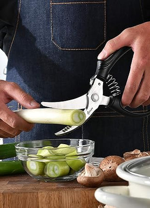 Poultry Shears Set - Heavy Duty Utility Kitchen Scissors for Cutting Chicken, Meat, Poultry, Turkey, Food - Black and Red