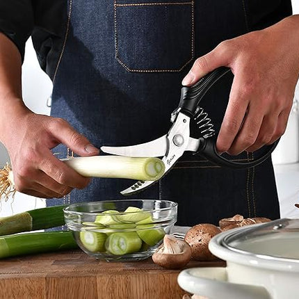 Poultry Shears Set - Heavy Duty Utility Kitchen Scissors for Cutting Chicken, Meat, Poultry, Turkey, Food - Black and Red