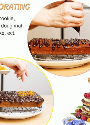 P&P CHEF Round Cooking Rack, 3 Pcs Stainless Steel Baking Cooling Steaming Grilling Rack, Fits Air Fryer/Stockpot/Pressure Cooker/Round Cake Pan, Oven & Dishwasher Safe (10.5 Inch)