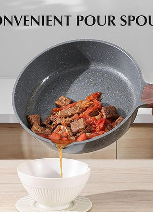 SENSARTE Nonstick Cookware Set 13-Piece, Non Stick Pots and Pans Set with Swiss Granite Coating, Healthy Kitchen Cooking Set, Stay-Cool Handles, PFOA Free