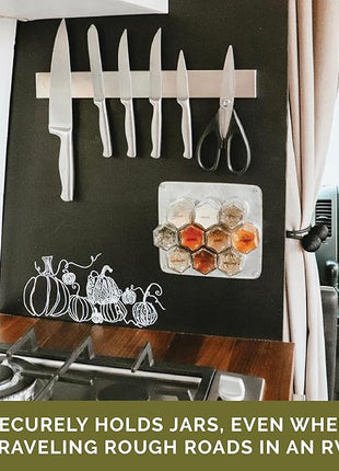 Gneiss Spice Stainless Finish Wall Plate Base for Magnetic Spice Jars, Small 6x8 Inches (Jars Not Included)