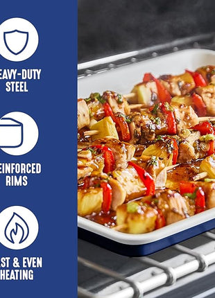 GreenLife Bakeware 18” x 13” Half Cookie Sheet Baking Pan, Non-Toxic PFAS-Free Healthy Ceramic Nonstick, Oven Safe to 450°F, Easy Release, Even Heating, Easy Clean, Navy