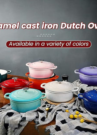 Enameled Cast Iron Covered Dutch Oven with Dual Handle, Dutch Ovens with Lid for Bread Baking, Safe to 500 degrees, 3.5 Quart, Purple