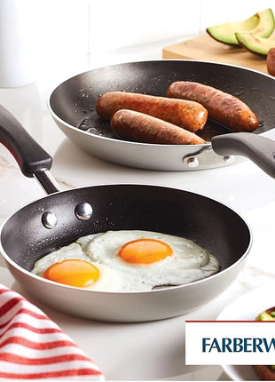 Farberware Cookstart DiamondMax Nonstick Frying Pans/Skillet Set, Dishwasher Safe, 8.25 Inch and 10 Inch, Silver