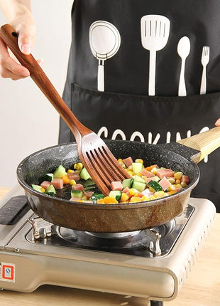 Wooden Kitchen Utensils set, 7Pcs Wooden Spoons for cooking Natural Teak Wood Kitchen Spatula Set for Cooking including Spoon Ladle Fork