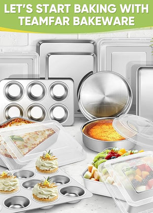 TeamFar Stainless Steel Baking Sheet, 20’’ x 14’’ Large Baking Sheet Pan Bakeware Set Cookie Sheets for Baking, Roasting, Cooking, Non Toxic, Mirror Finish & Dishwasher Safe