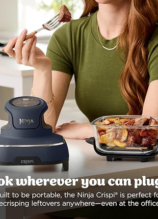 Ninja Crispi 4-in-1 Portable Glass Air Fryer Cooking System, 1500W, 4QT & 6-Cup TempWare Glass Containers with Storage Lids, Microwave, Freezer & Dishwasher Safe, Cyberspace Gray, FN101GY