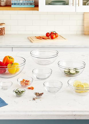Anchor Hocking 10 Piece Mixing Bowl Set, Nesting Serving Bowls & Mixing Bowls (1 oz, 2 oz, 4 oz, 6 oz, 10 oz, 16 oz, 1 Qt, 1.5 Qt, 2.5 Qt, 3.5 Qt)