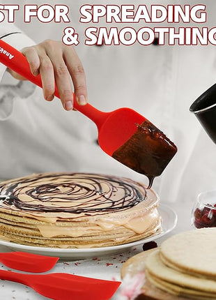 Anaeat Silicone Spatula Set of 5 - Seamless One-Pieces Design, Non-Stick Rubber Spatulas BPA Free Kitchen Scraper Flexible for Easy Baking, Cooking, Scraping & Mixing, Heat Resistant & Dishwasher Safe