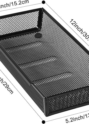 ihomecooker Mesh Tray Silverware Drawer Organizer, Utensil Cutlery Tray Office Supplies with Interlocking Arm Drawer Dividers Organizer for Flatware, Knives,Home,Office, School,Bedroom 12X6'' Black