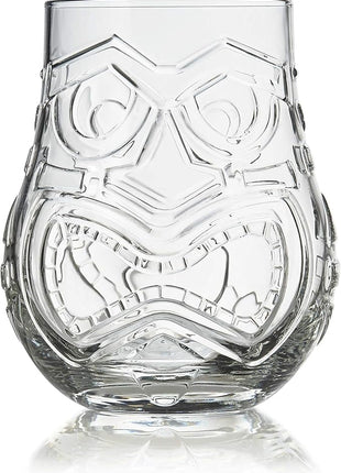 Libbey Tiki Split Glass Tumbler Set, Vintage-Style Quirky Drinking Glasses Set of 4, Exotic, Tall Drinking Glass Cups for Backyard Luau or Pool Party