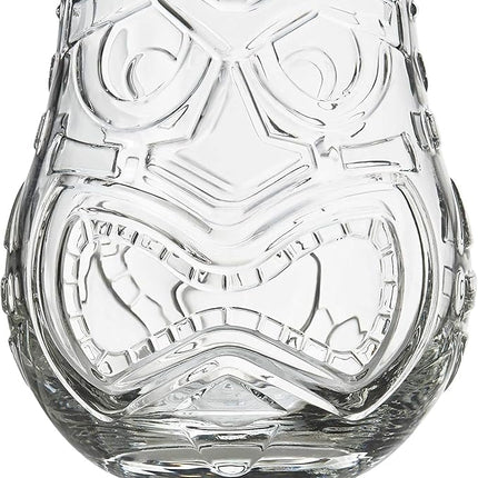 Libbey Tiki Split Glass Tumbler Set, Vintage-Style Quirky Drinking Glasses Set of 4, Exotic, Tall Drinking Glass Cups for Backyard Luau or Pool Party