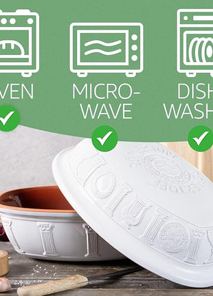 Romertopf Clay Roaster | 50 Years Anniversary Edition | Non-Stick Dutch Oven | Healthy Pot Cooking | Clay Baker | Versatile Cooking Vessel - 5.2 Quarts (5 Liters) for up to 8 people - White