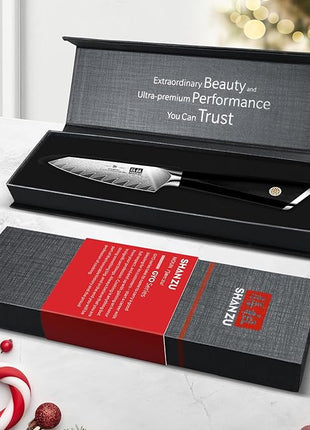 SHAN ZU Damascus Paring Knife Fruit Knife 4 Inch Professional Kitchen Knives, Japanese Damascus High Carbon Steel 67-Layer Fruit Carving Knives with G10 Handle/Gift Box