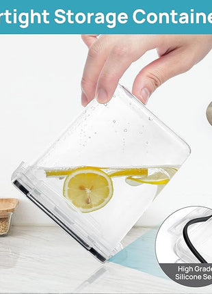 Vtopmart Airtight Food Storage Containers Set with Lids, 15pcs BPA Free Plastic Dry Food Canisters for Kitchen Pantry Organization and Storage, Dishwasher safe,Include 24 Labels, Black