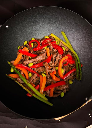 JOYCE CHEN Professional Series 14-Inch Carbon Steel Excalibur Nonstick Wok with Phenolic Handles