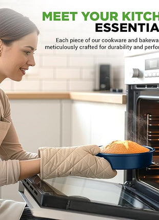 NutriChef Professional 20 Pc Kitchen Set in Navy Blue - Durable Non-Stick Pots and Pans with Bakeware, Compatible with Any Cooktop, Easy Clean