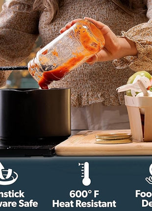 DI ORO Silicone Jar Spatulas for Scraping - Rubber Spatulas Silicone Heat Resistant - Kitchen Spatulas Nonstick Cookware Safe - Silicone Utensil Set for Blenders, Mixing, Baking, & Makeup (5pc, Mint)